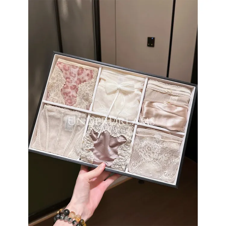 奶酪甜栗*性感纯欲蕾丝豹纹镂空网纱棉裆女内裤