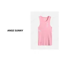 ANGE SUNNY【十字梵文印花背心】设计感字母修身可叠穿上衣