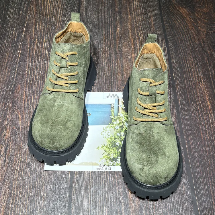 德比马丁靴男情侣款大头系带工装靴圆头英伦风复古厚底低帮短靴子