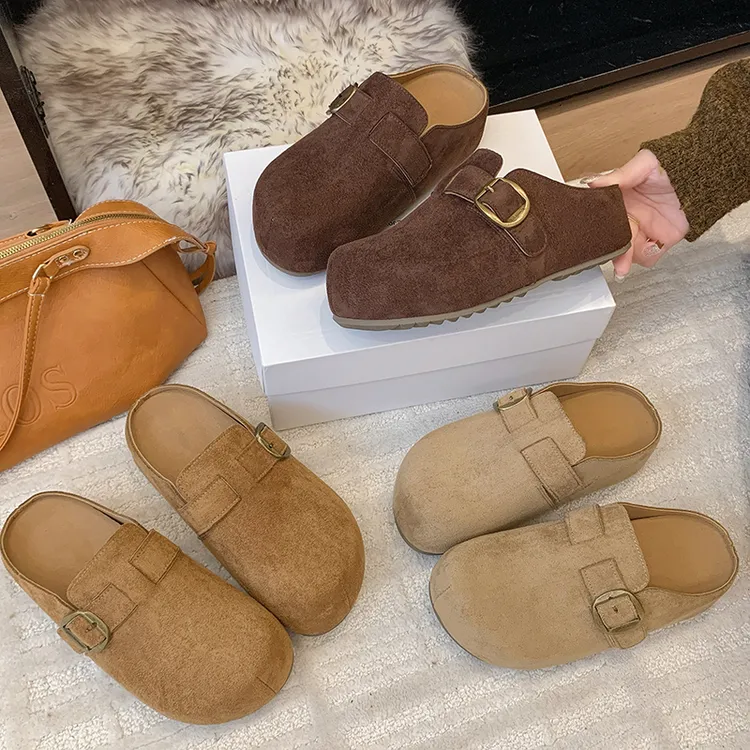 复古法式包头半拖鞋女2025年新款秋季时尚外穿懒人百搭平底勃肯鞋