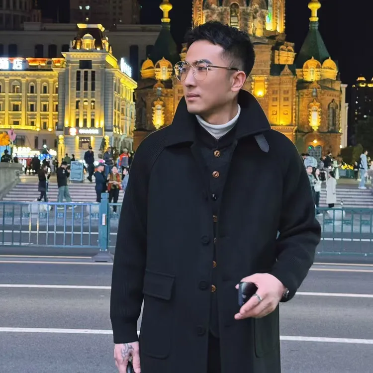 【25新贵OLDMQNEY】男士秋季新款绵羊毛混纺简约高级翻领大衣