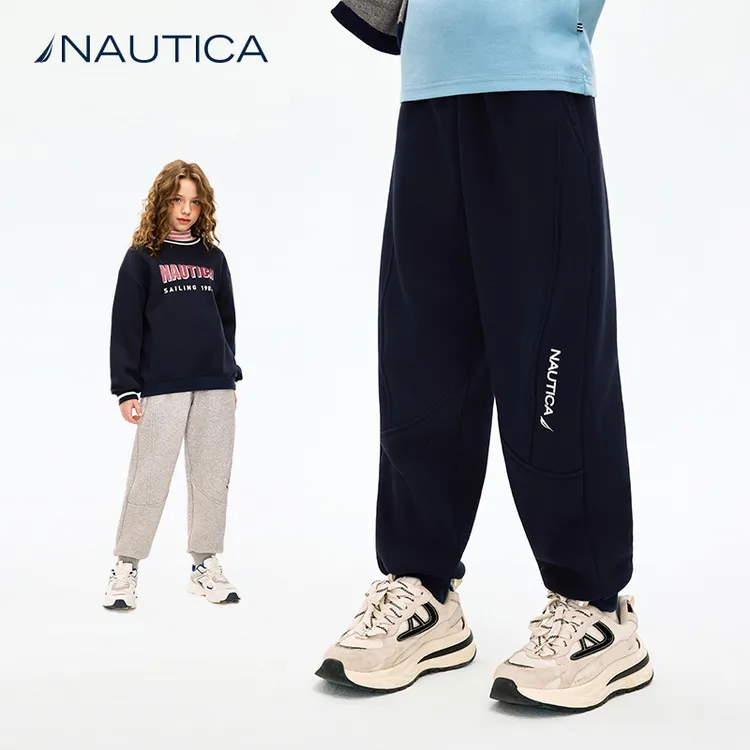 NAUTICA童装女童【加绒】长裤秋冬季儿童摇粒绒加厚运动裤子