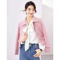 *梵希蔓小香风外套翻领单排扣织带外套M6302