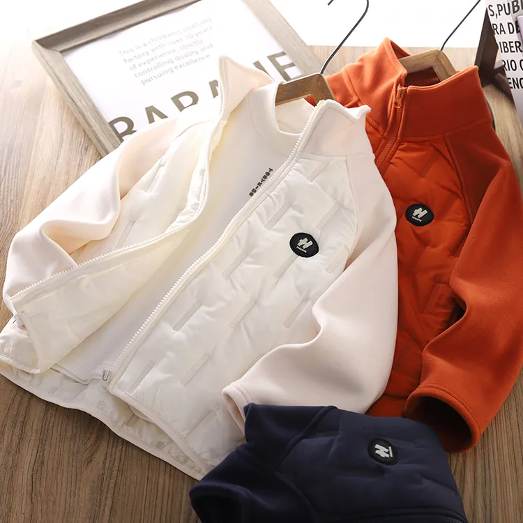 男童加厚外套2025秋冬新款儿童防风保暖插肩袖上衣百搭时尚拉链衫