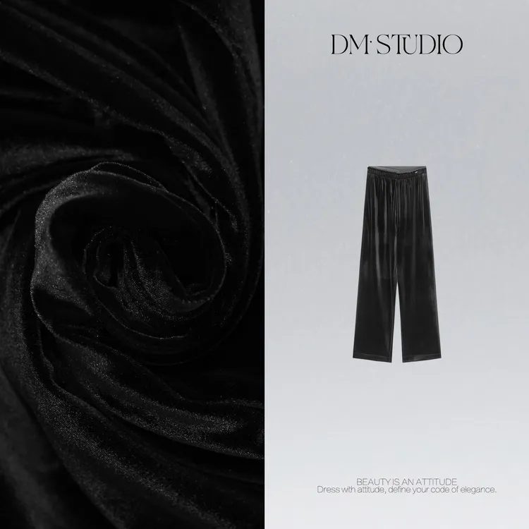 DEDM•STUDIO/气质减龄休闲百搭垂感直筒松紧腰丝绒裤2508KZ/89009