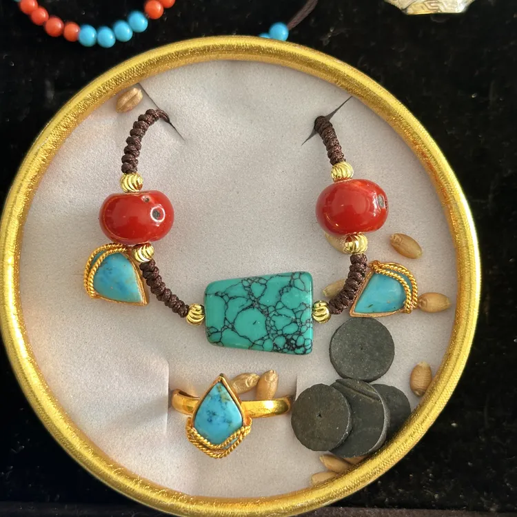 铜合金琉璃耳饰 铜合金琉璃耳饰 民族风女中国风新款高端大气耳钉