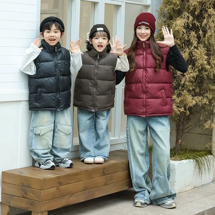 森系儿童免洗棉马甲外穿秋冬男童女童加厚保暖立领坎肩中大童休闲