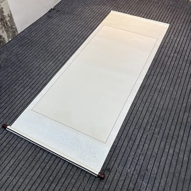 水墨景【加厚金丝麻宣】生宣全绫精裱作品级国画行草书法空白卷轴