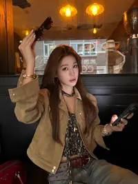 麂皮外套女2025新款早秋薄外套巨好看的短款夹克初秋休闲韩250923