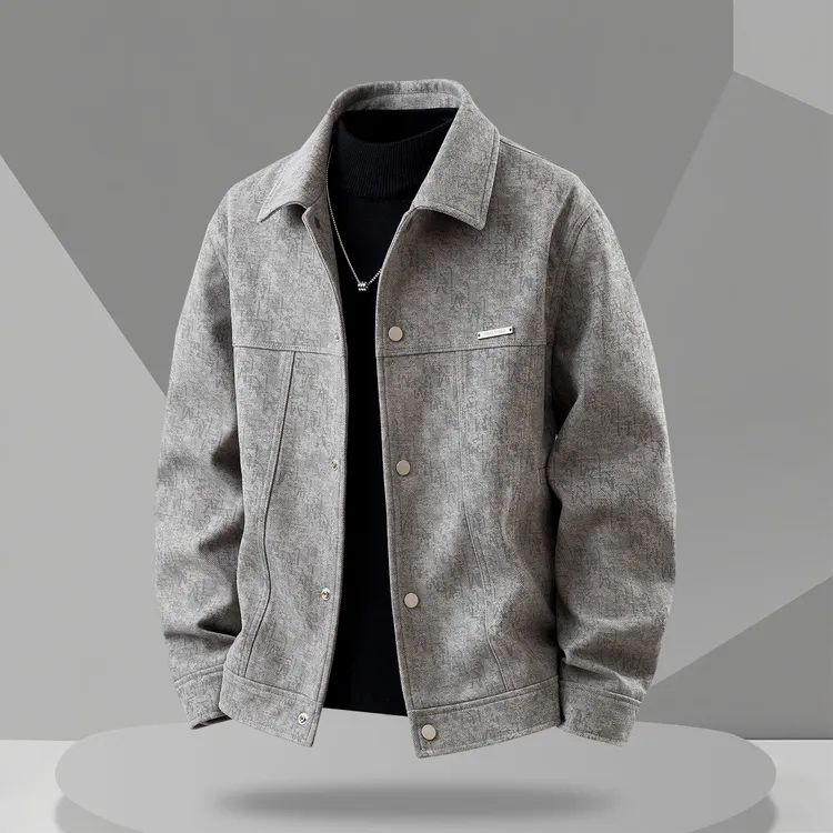 金属装饰设计感加绒加厚毛呢夹克痞帅男装男士外套韩版潮流休闲