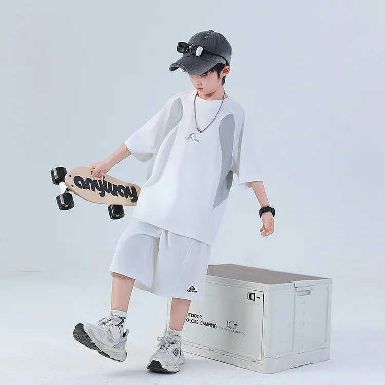 男童速干衣夏季薄款儿童篮球服运动时尚休闲宽松两件套潮流中大童