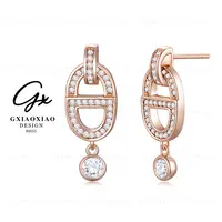 镀K金 925银针【水滴精灵】轻奢气质百搭猪鼻子耳环 RH55