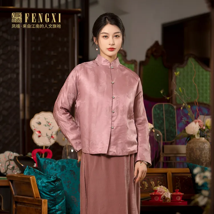 凤禧2024专柜正品提花立领新中式国风女装冬装过年战袍棉服外套