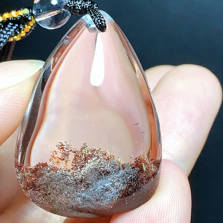 东海水晶天然半盆彩幽灵水晶吊坠毛衣链时尚精品挂件坠精美真水晶