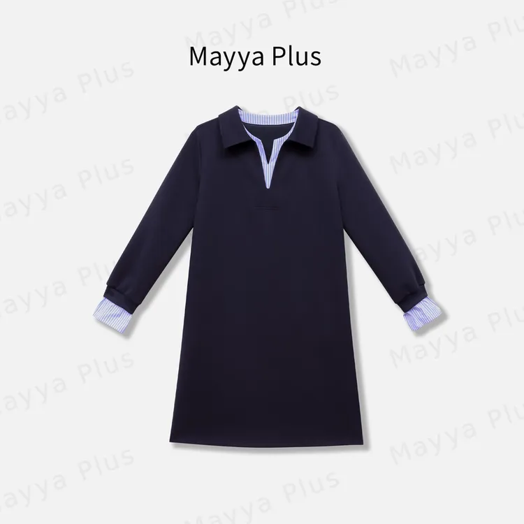 【缪系卫裙】Mayya Plus麦芽定制流光风假两件针织连衣裙子32536953