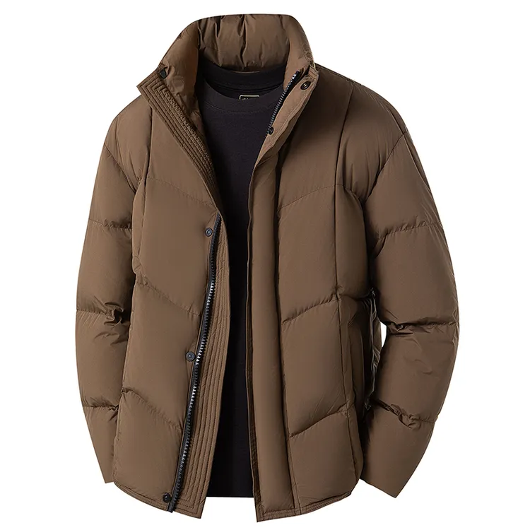 高充绒90绒冬季防风立领无帽保暖男休闲羽绒面包服