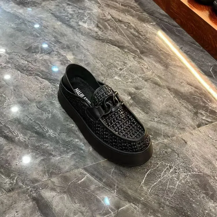 新品真皮牛皮男士编织网孔凉鞋休闲舒适男鞋帅气潮高级感欧货个性