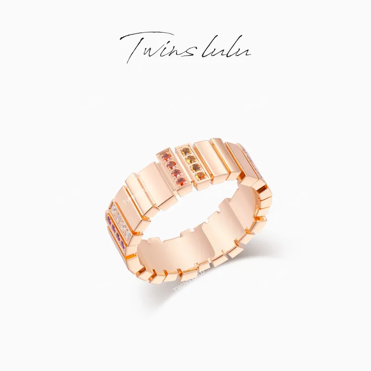 TWINS LULU 流光风 时尚精致气质时尚氛围感彩色戒指TSS7754