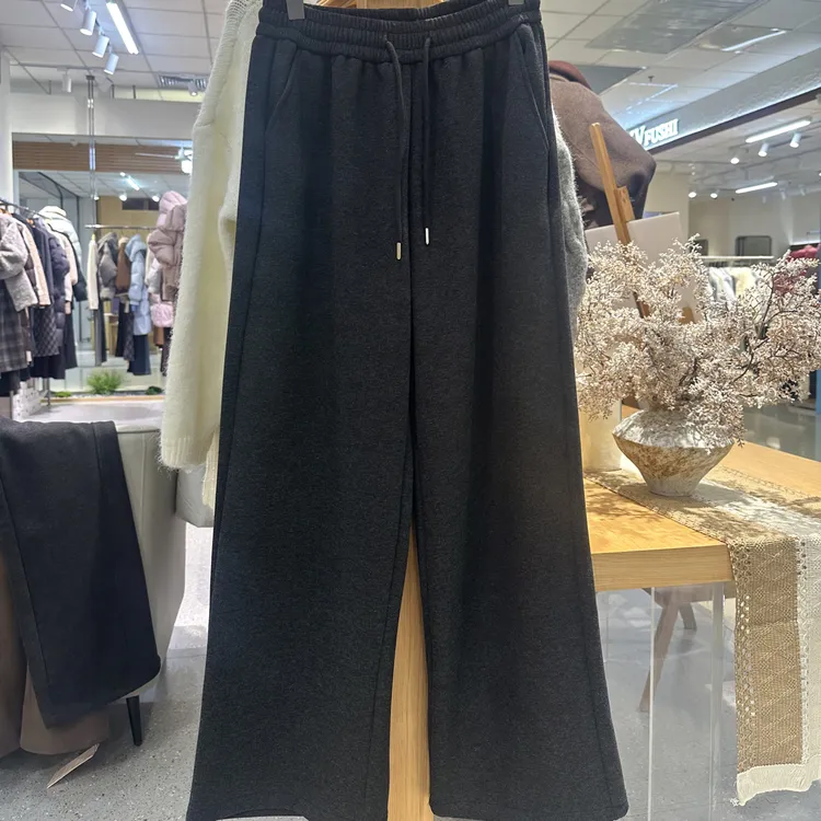 OR女装冬季新品加绒窄版直筒糯米休闲裤