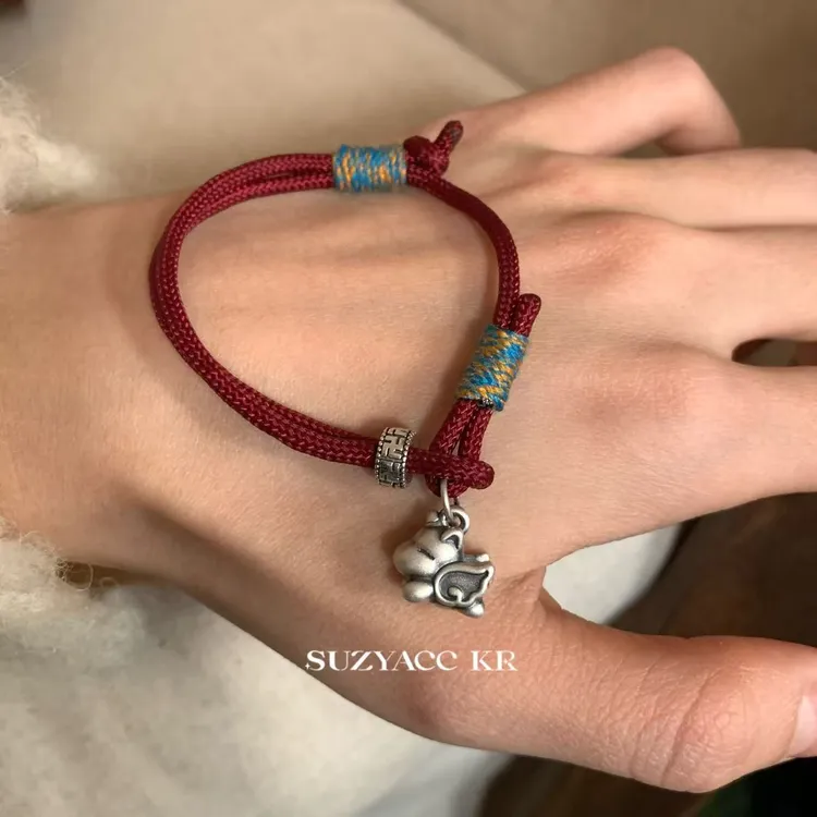Suzyacc Kr 足银布艺手链 999银【小天马】幸运小马红绳手链DC0340