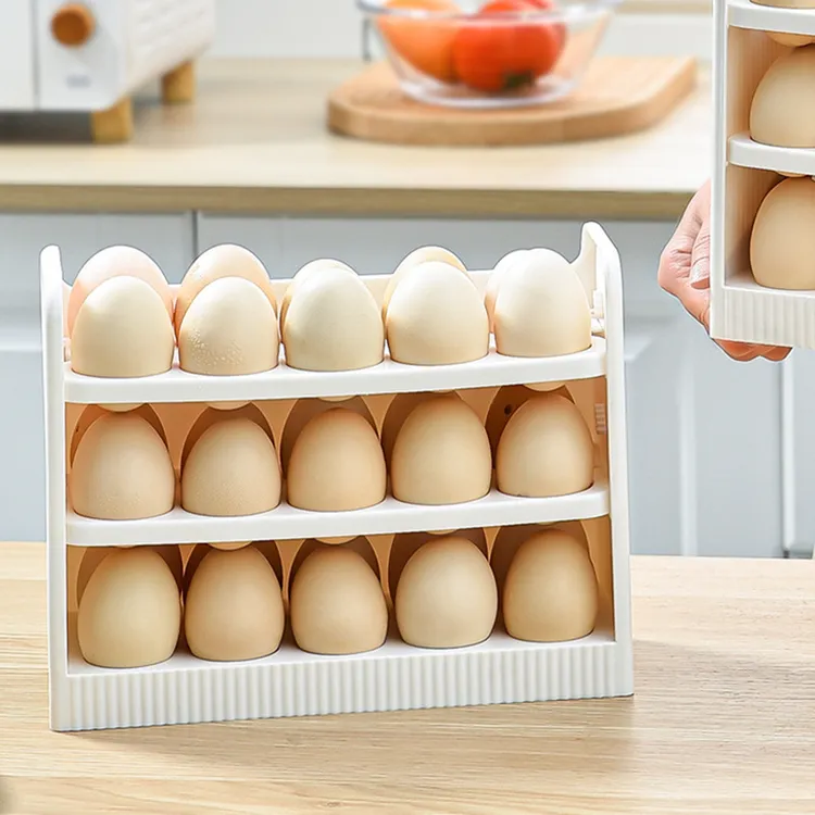 收纳盒30格鸡蛋托冰箱通用鸡蛋搁架鸡蛋盒固定鸡蛋架侧翻鸡蛋
