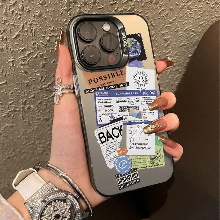 机票标签苹果16手机壳iPhone15promax高级感彩银14/13防摔壳12是