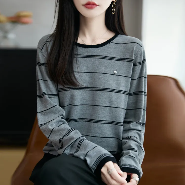 哥弟阿玛施正品法式复古拼色针织衫女宽松休闲毛衣2025新款上衣女