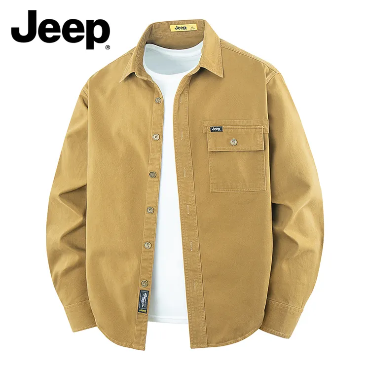 JEEP吉普2025秋季日系宽松少年感男衬衫男士春秋男长袖翻领宽松