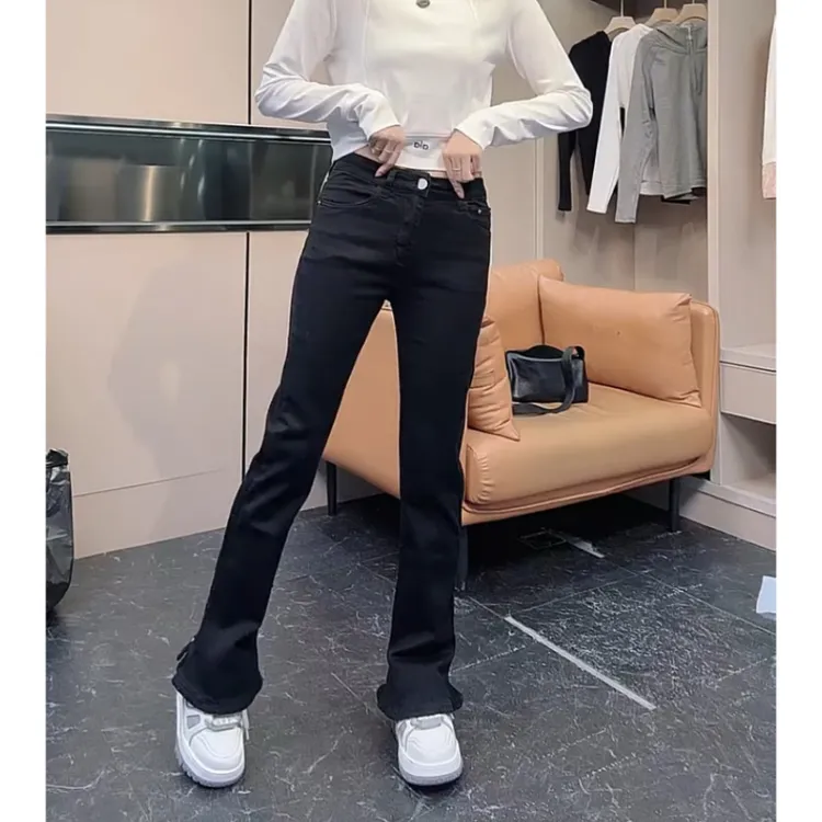 Aimeerosa/艾洛莎2025早春牛仔裤高腰气质弹力显瘦潮牌小众马蹄裤