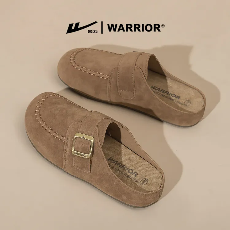 回力女鞋半拖勃肯鞋女款2025新款秋季爆款懒人一脚蹬搭扣软底单鞋