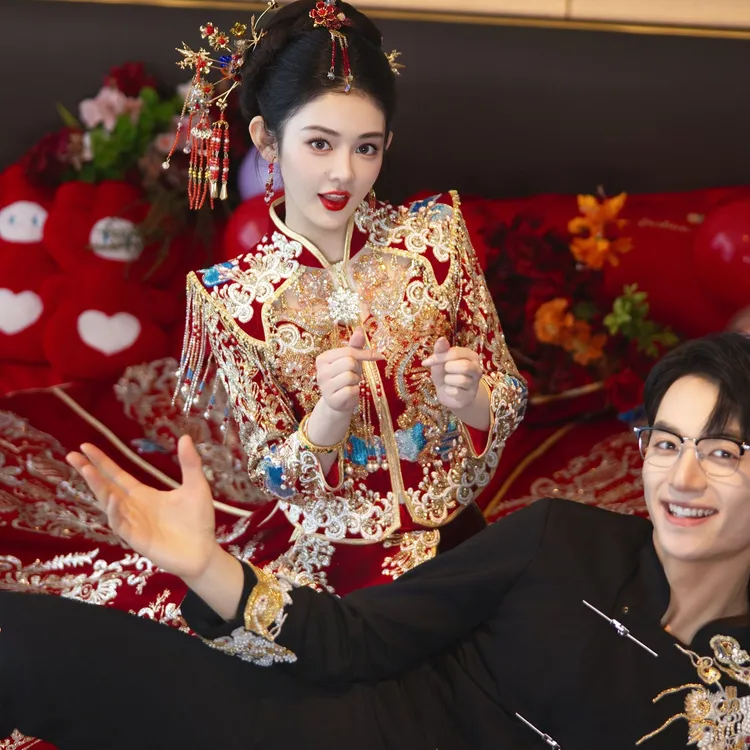 重工丝绒奢华秀禾服婚服2025新款新娘结婚中式嫁衣出阁喜服敬酒服