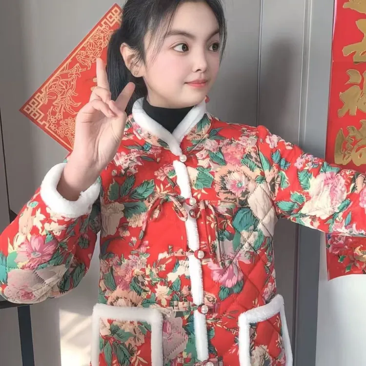 冬季新款碎花棉袄外套加绒加厚保暖棉衣中式复古女大学生时尚棉服