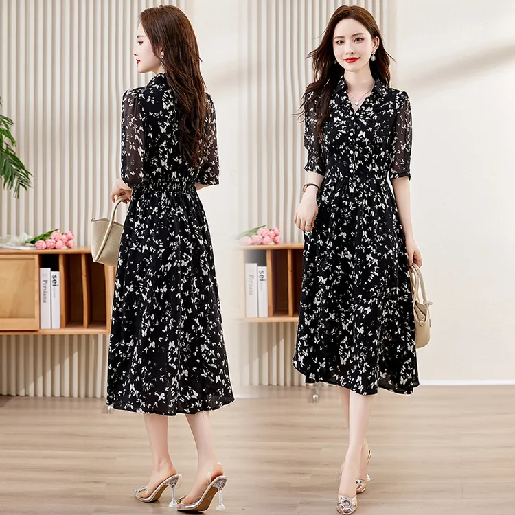 女士碎花连衣裙夏季新款收腰显瘦气质高级感时尚裙子
