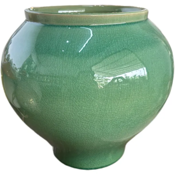 草木蔓发春山可望高级感景德镇陶瓷绿釉色系花器花盆冰裂釉绿灯笼