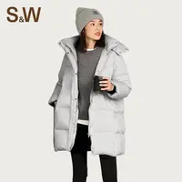 【SW速惟】中长款女款连帽锁温休闲运动羽绒服1318 lz