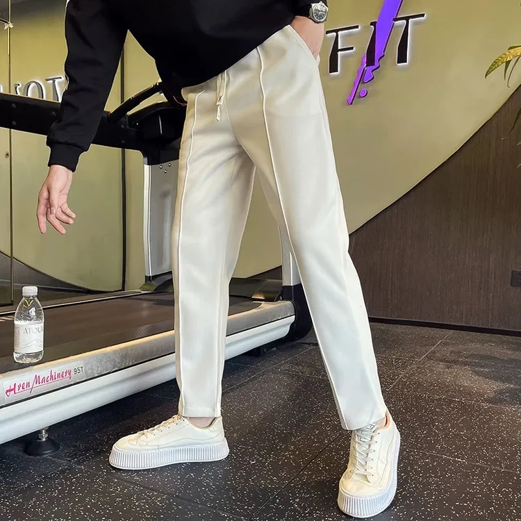 长裤男水洗韩版冬季百搭秋季夏季白色休闲裤四季通用加绒款常规款