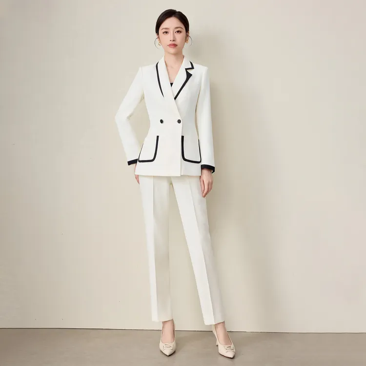 钟老板米白色西装外套女2025秋季新款设计感休闲气质英伦时尚套装