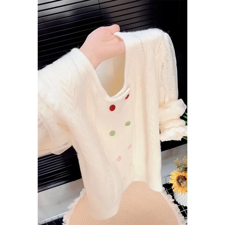 大码女装法式双排扣针织开衫2025秋冬季胖MM气质时尚温柔外穿毛衣