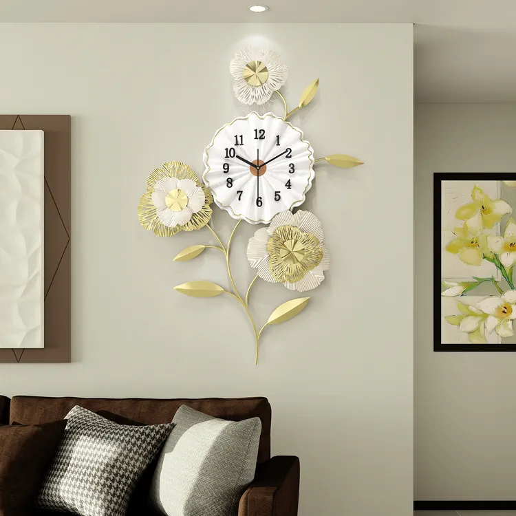 如意牡丹花--金蕾创意装饰挂钟客厅餐厅家用时钟静音钟表中式挂件