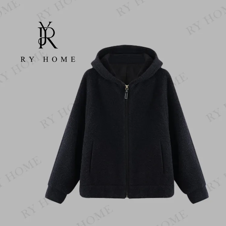 【容雨RYHOME】绵羊毛＋羊驼毛秋季连帽澳毛绒帽衫外套243W1835