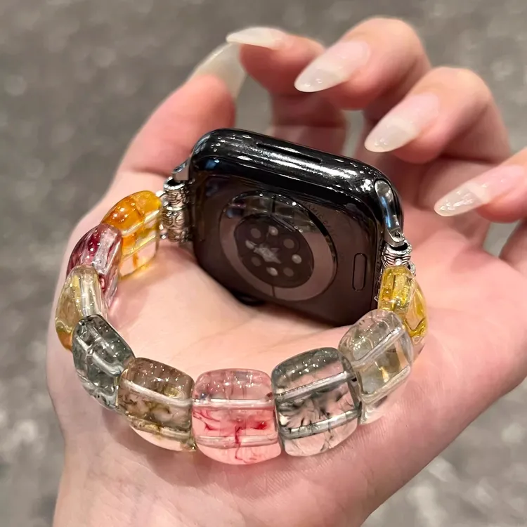适用小米手环9pro表带水晶石8pro腕带红米watch5冰透明redmi配件4