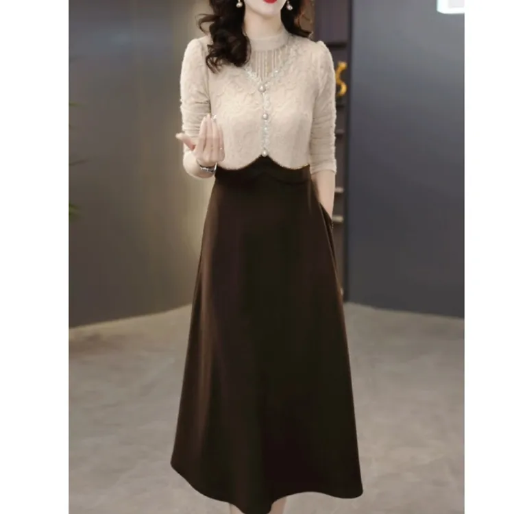 8176#新款高档连衣裙女气质减龄显瘦收腰礼服裙子