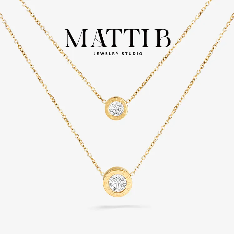 钛钢项链 双层叠戴高级感罗马数字吊坠爆款轻奢百搭锁骨链女2059