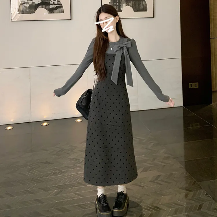 【运补】早秋假两件小个子高级感初秋韩系穿搭一整套长裙9305