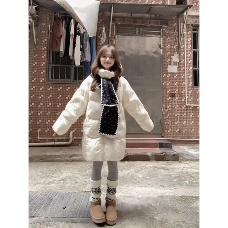 MARIE.COCO秋冬中长款连帽棉服女韩系新款高级感宽松保暖棉衣外套