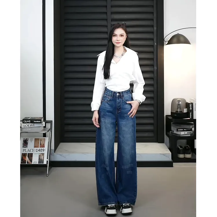 【TO&HR.GIRL】THE9000Q-2025秋季爆款新款阔腿牛仔裤女百搭通勤裤