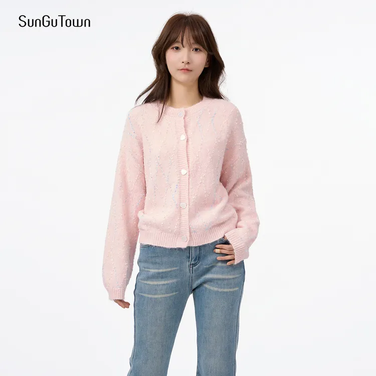 针织衫春季小香风亮片毛织开衫女士时尚百搭5DQM00806