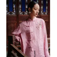 【陈大可专享】DOUBLOVE甜美新中式立领衬衫重工钉珠含桑蚕丝