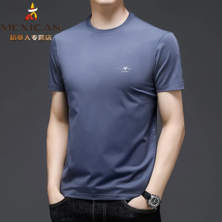 稻草人上衣春秋中年高档老年人爸爸装型男密码夏季短袖T恤Polo衫