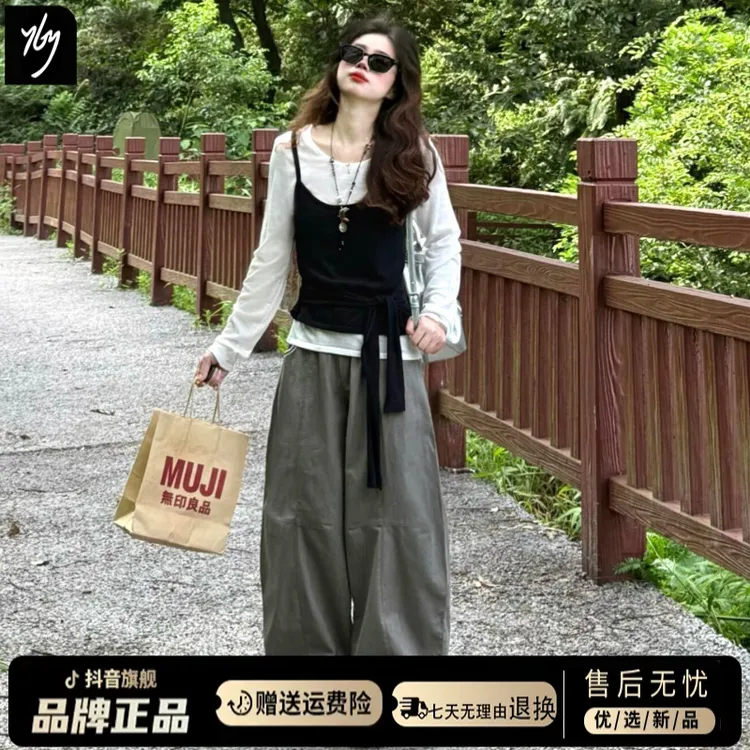 韩系慵懒松弛感长袖t恤女早秋季2025新款设计感小众气质修身上衣